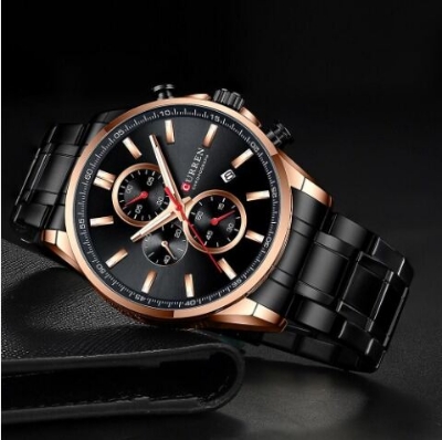 Picture of Inspired by Curren men black Luxury Brand Fashion Quartz Watch Men Sports Chronograph Clock without dateBlack, silver black