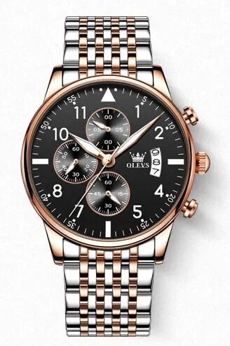 Picture of Inspired by DGSenpi Men's Fashion Watch Luminous Ultra-Thin Quartz Watch Diamond Inlaid Wrist Watch WaterproofBlack, Dark Blue, silver, gold silver
