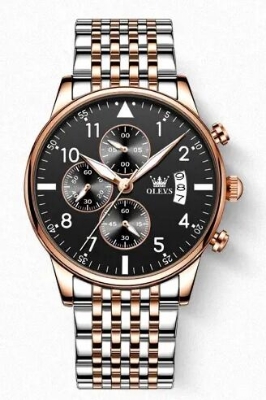 Picture of Inspired by DGSenpi Men's Fashion Watch Luminous Ultra-Thin Quartz Watch Diamond Inlaid Wrist Watch WaterproofBlack, Dark Blue, silver, gold silver