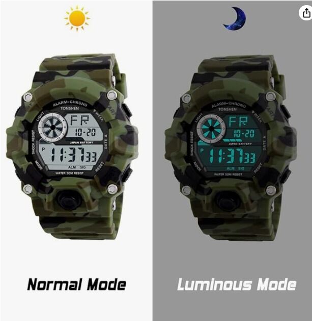 Picture of Inspired by G force Men's Digital Sports Watch with Big Dial LED Waterproof 50M, CamouflageYellow, Green
