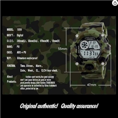 Picture of Inspired by G force Men's Digital Sports Watch with Big Dial LED Waterproof 50M, CamouflageYellow, Green