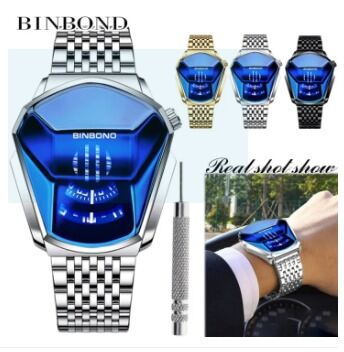 Picture of Inspired by NEW BINBOND With Box Top Brand Luxury Military Fashion Sport Watch Men Gold Wrist Watch Man Clock Casual Chronograph Wristwatch - Watch For Men - WatchSilver blue, Black blue, golden blue