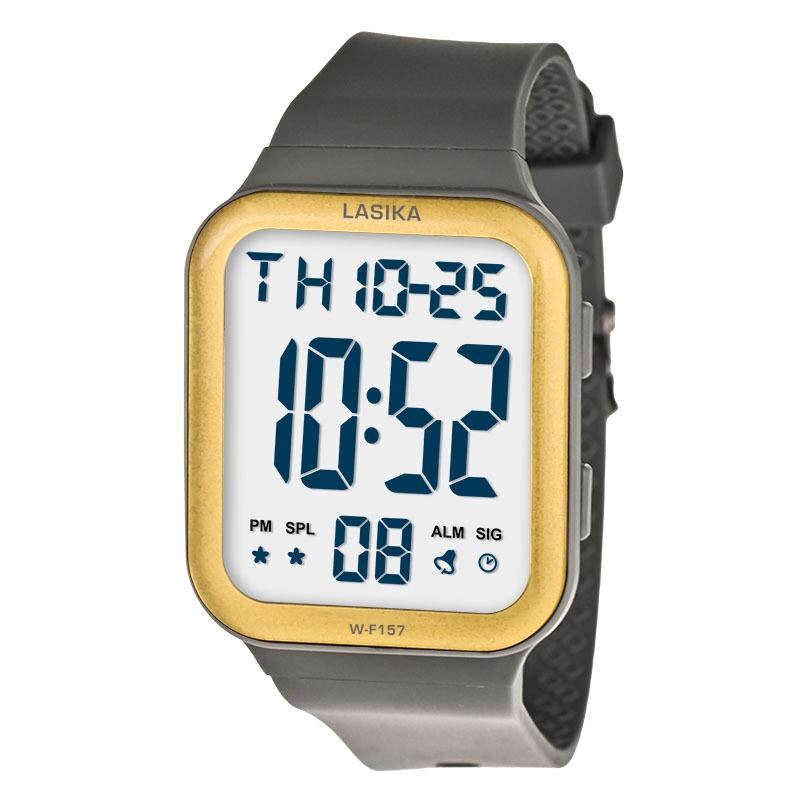 Picture of Inspired by New Lasika W-F157 Digital Sports Watch for Men Apple Watch Electronic Waterproof Wristwatch Stopwatch Alarm #157Neon Pink, Green, Black, Dark Grey, ash