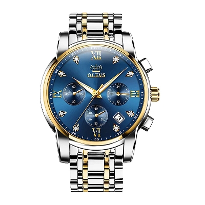 Picture of Inspired by olevs - 2858 European and American Fashion Waterproof Men's Quartz Watch - Premium Design Timepiece - Exudes Elegance and ReliabilitySilver, Full Black, Black, Silver black, Gold, Blue