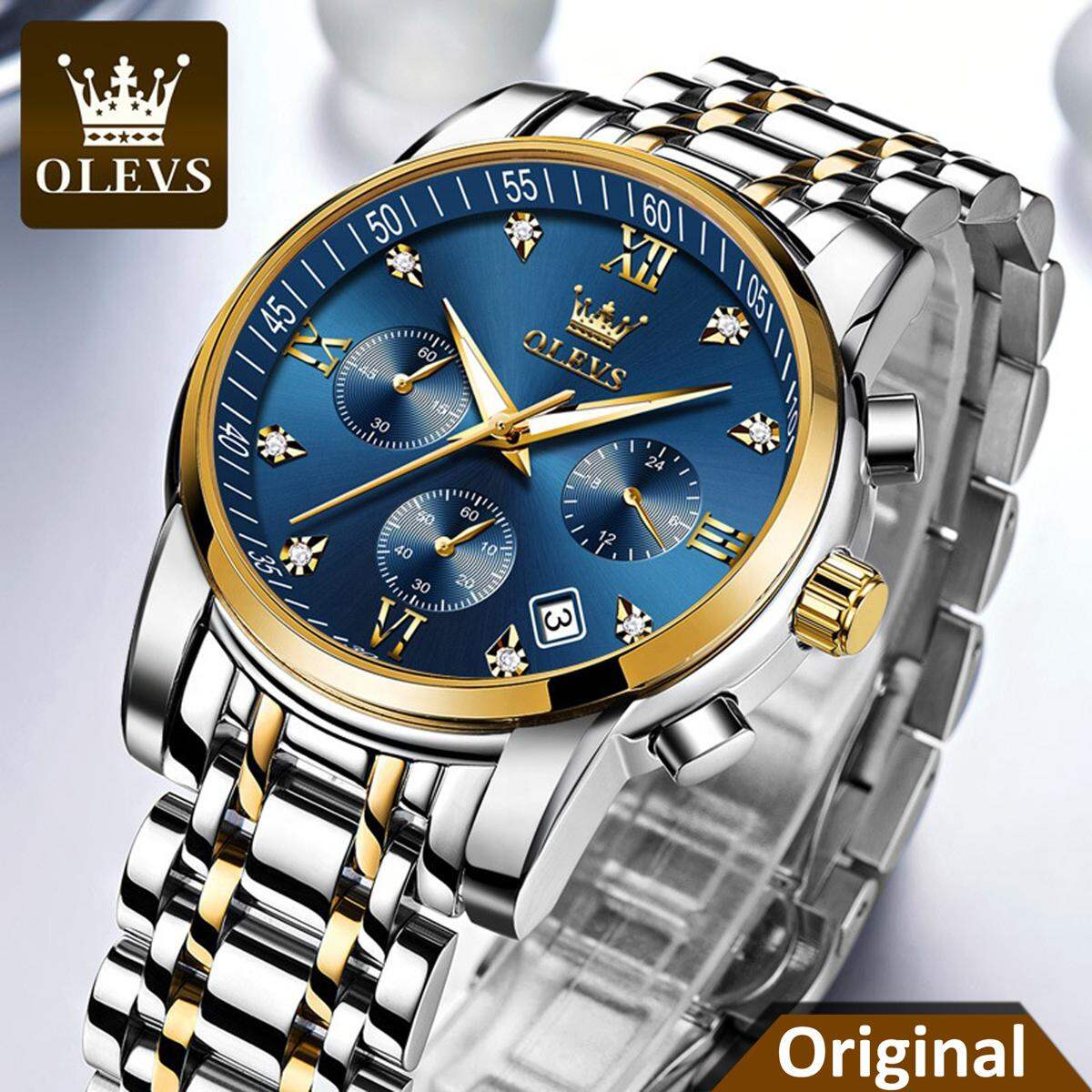 Picture of Inspired by olevs - 2858 European and American Fashion Waterproof Men's Quartz Watch - Premium Design Timepiece - Exudes Elegance and ReliabilitySilver, Full Black, Black, Silver black, Gold, Blue
