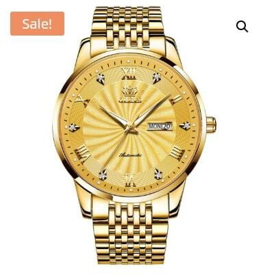Picture of Inspired by olevs  Men's Watches Classic Simple Original Quartz Watch for Man Stainless Steel Waterproof Roman Scale Wristwatch Date WeekGolden, Silver, silver black