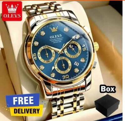Picture of Inspired by olevs 28-89 luxury fashion stainless steel imported waterproof chronograph active wrist watch FOR mensilver black, silver blue, Two Tone, toton black, Gold, silver toton, silver