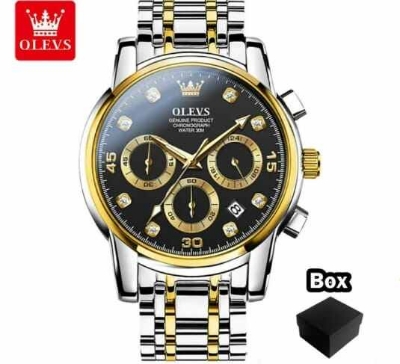Picture of Inspired by olevs 28-89 luxury fashion stainless steel imported waterproof chronograph active wrist watch FOR mensilver black, silver blue, Two Tone, toton black, Gold, silver toton, silver