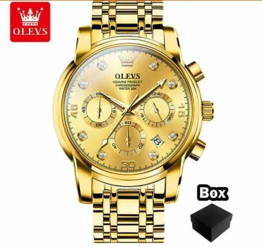Picture of Inspired by olevs 28-89 luxury fashion stainless steel imported waterproof chronograph active wrist watch FOR mensilver black, silver blue, Two Tone, toton black, Gold, silver toton, silver