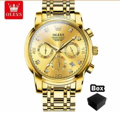 Picture of Inspired by olevs 28-89 luxury fashion stainless steel imported waterproof chronograph active wrist watch FOR mensilver black, silver blue, Two Tone, toton black, Gold, silver toton, silver