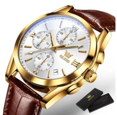 Picture of Inspired by olevs 2890 Sport Multi-function Men Wristwatches, PU Strap Waterproof Quartz Watch For Men Luminous Chronograph Little NeedleWhite, Black, Blue, Brown