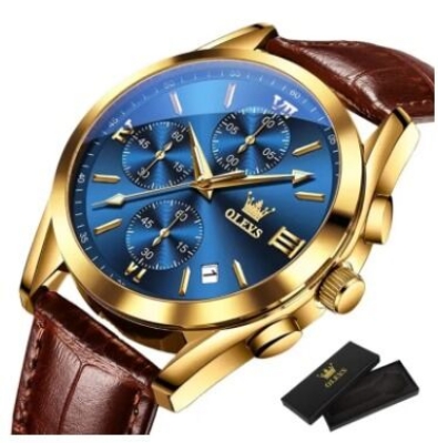 Picture of Inspired by olevs 2890 Sport Multi-function Men Wristwatches, PU Strap Waterproof Quartz Watch For Men Luminous Chronograph Little NeedleWhite, Black, Blue, Brown