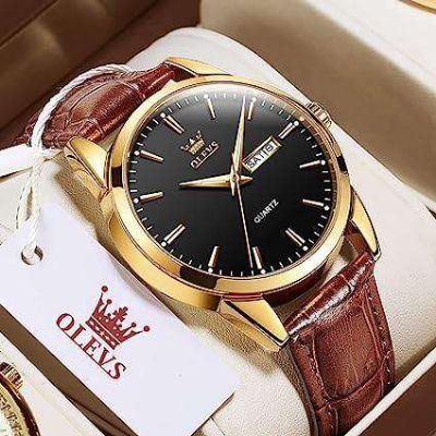 Picture of Inspired by olevs 6898 Top Brand Quartz Men Leather Strap Fashion Watch Date Watch Watch For MenWhite, Black, Brown