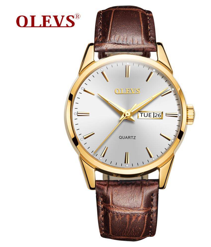 Picture of Inspired by olevs 6898 Top Brand Quartz Men Leather Strap Fashion Watch Date Watch Watch For MenWhite, Black, Brown