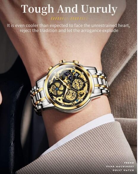 Picture of Inspired by olevs 9947 Top Luxury Brand Chronograph Stainless Steel Wrist watch For MenBlack, White black, White, Blue, Full Gold