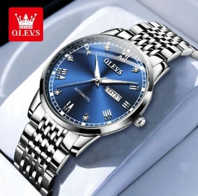 Picture of Inspired by Olevs Fashion Business 6602 Watch for Men Waterproof Stainless Steel Strap Men's Watch Silver blue, Black, black blue, full silver, toton silver white, golden white dial