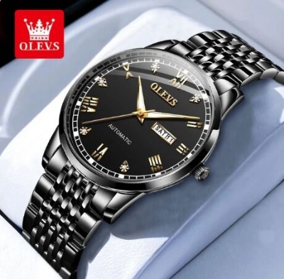 Picture of Inspired by Olevs Fashion Business 6602 Watch for Men Waterproof Stainless Steel Strap Men's Watch Silver blue, Black, black blue, full silver, toton silver white, golden white dial