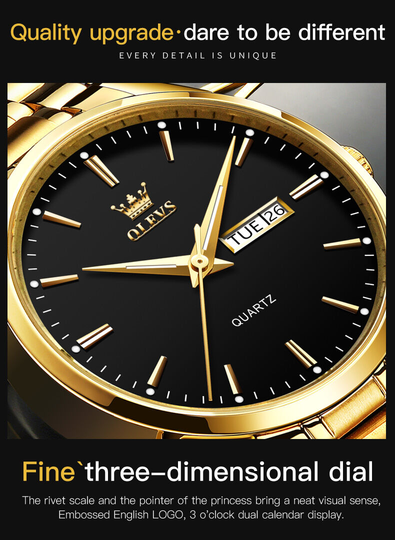 Picture of Inspired by OLEVS Fashion Men's Watch Business Classic Stainless Steel Strap Quartz Waterproof Watch For Men - 6898White, Black, Blue