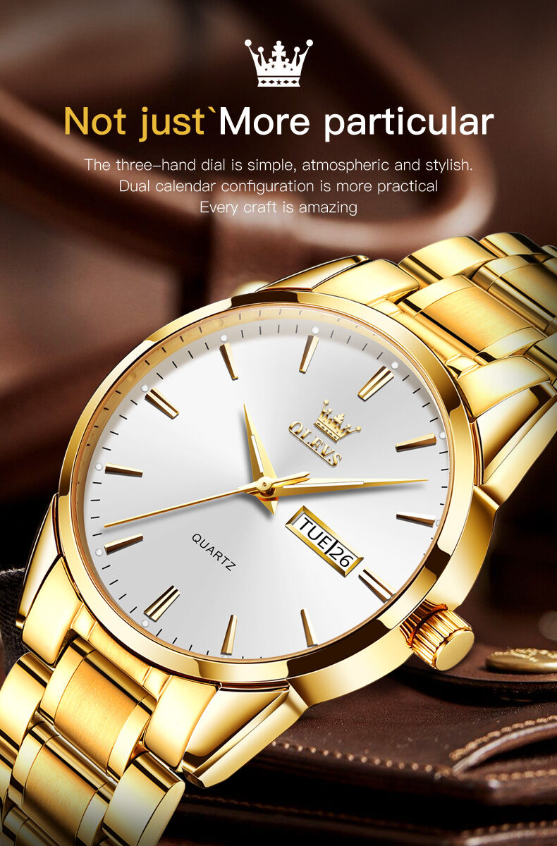 Picture of Inspired by OLEVS Fashion Men's Watch Business Classic Stainless Steel Strap Quartz Waterproof Watch For Men - 6898White, Black, Blue