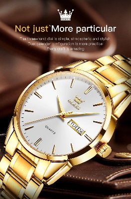 Picture of Inspired by OLEVS Fashion Men's Watch Business Classic Stainless Steel Strap Quartz Waterproof Watch For Men - 6898White, Black, Blue