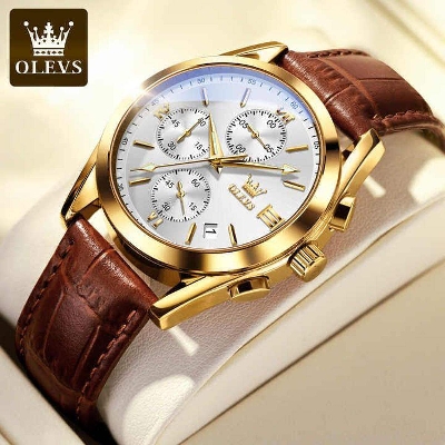 Picture of Inspired by olevs Leather Quartz Fashion Watch for MenChocolate, Black, White, Coffee, Blue