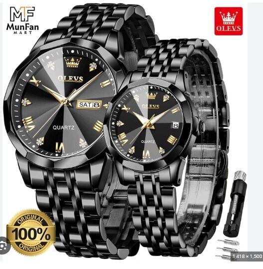 Picture of Inspired by OLi-VS 9931 Fashion Luxury Couple Luminous Waterproof Mechanical WatchBlack, Gold, White, Deep Black, Blue