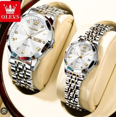 Picture of Inspired by OLi-VS 9931 Fashion Luxury Couple Luminous Waterproof Mechanical WatchBlack, Gold, White, Deep Black, Blue