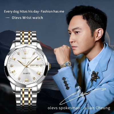 Picture of Inspired by Oli-vs 9931 new luxury fashion stainless steel imported quartz movement wrist-watch for menGold, Black, Blue, White, White black