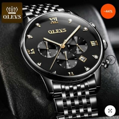 Picture of Inspired by OLi-VS Luxury Men's Watch Stainless Steel Strap Quartz Watch Casual Chronograph Luminous Waterproof Watch for Men - 2868Silver, Black, silver toton