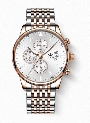 Picture of Inspired by OLi-VS Luxury Men's Watch Stainless Steel Strap Quartz Watch Casual Chronograph Luminous Waterproof Watch for Men - 2868Silver, Black, silver toton