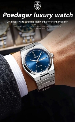 Picture of Inspired by PDR 930 Luxury Watch For Men Waterproof Luminous Date Week Stainless Steel Men Watch Casual Quartz Men's Watchsilver toton black, Gold, silver Blue, silver toton blue, silver black, full silver, silver green