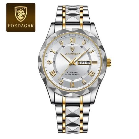 Picture of Inspired by Podedagar - Men's Luxury Brand Watch, Waterproof, Luminous, Week Date, Stainless Steel, QuartzWhite, Green, Gold, Black, Blue, White black