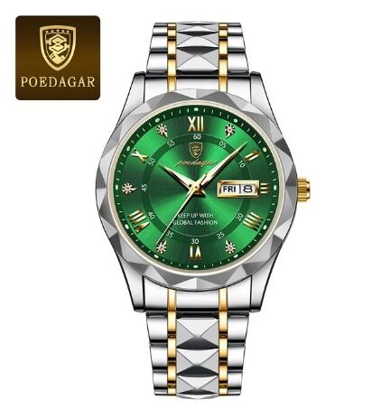 Picture of Inspired by Podedagar - Men's Luxury Brand Watch, Waterproof, Luminous, Week Date, Stainless Steel, QuartzWhite, Green, Gold, Black, Blue, White black