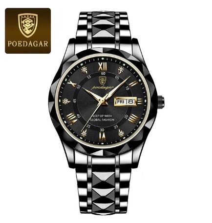 Picture of Inspired by Podedagar - Men's Luxury Brand Watch, Waterproof, Luminous, Week Date, Stainless Steel, QuartzWhite, Green, Gold, Black, Blue, White black