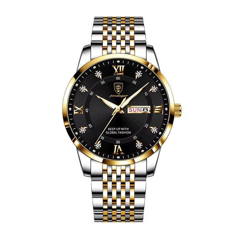 Picture of Inspired by Poedagar 836 Wristwatch Stainless Steel High Quality Luxury Luminous Date Week Business Casual Quartz Wrist Watches for Mentoton black, Silver, full black, toton white, silver black