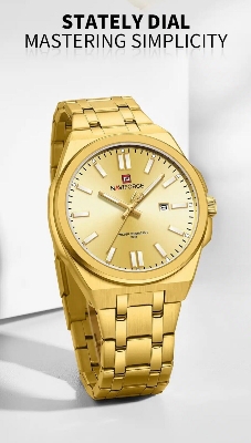 Picture of Inspired by POEDAGAR Luxury Quartz Man Wristwatch Sport Men Watches Waterproof Luminous Date Week Stainless Steel Men's Watch Male Relojtoton, gold black, Gold