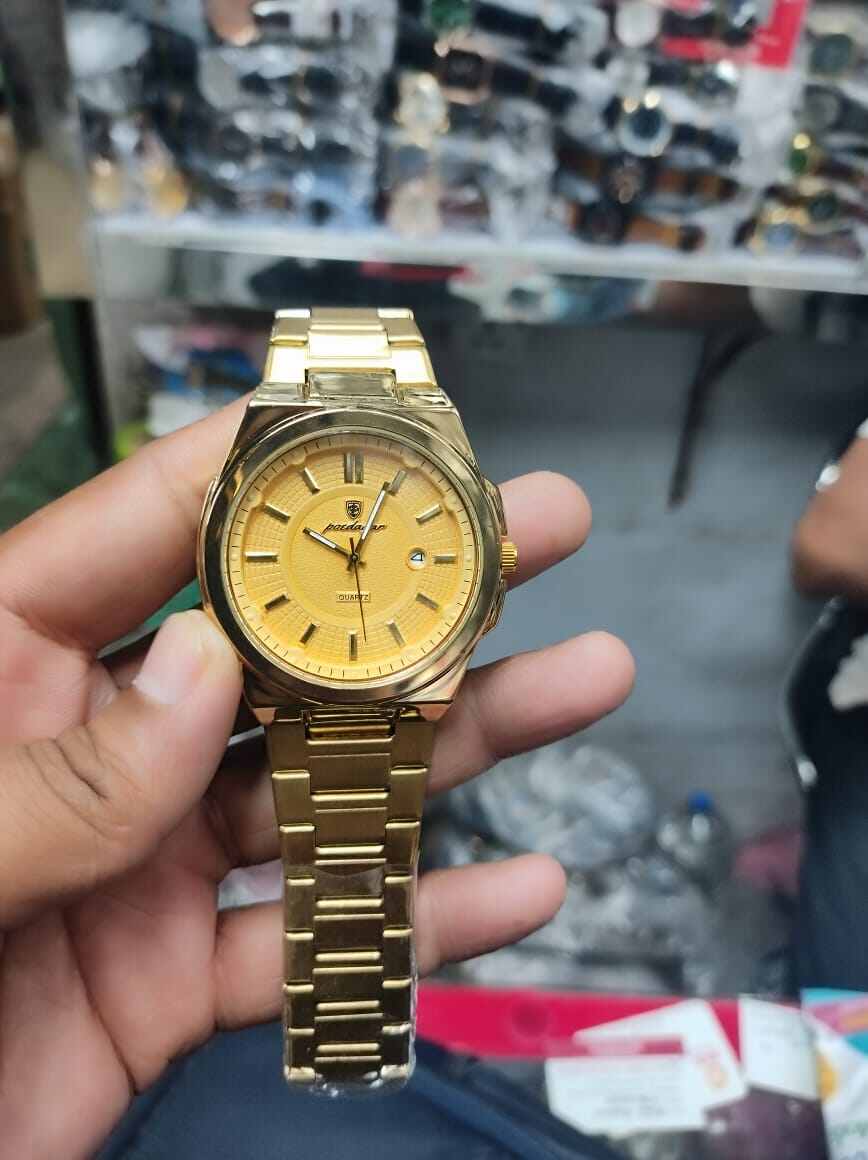 Picture of Inspired by POEDAGAR Luxury Quartz Man Wristwatch Sport Men Watches Waterproof Luminous Date Week Stainless Steel Men's Watch Male Relojtoton, gold black, Gold