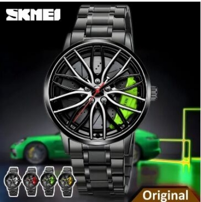 Picture of Inspired by skemi Waterproof Stainless Steel Quartz Car Wheel Rim Hub Design Men's Wrist WatchBlack, Red, White, Off White, Yellow, Green, Dark Grey, Grey