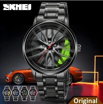 Picture of Inspired by skemi Waterproof Stainless Steel Quartz Car Wheel Rim Hub Design Men's Wrist WatchBlack, Red, White, Off White, Yellow, Green, Dark Grey, Grey