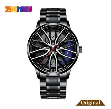 Picture of Inspired by skemi Waterproof Stainless Steel Quartz Car Wheel Rim Hub Design Men's Wrist WatchBlack, Red, White, Off White, Yellow, Green, Dark Grey, Grey