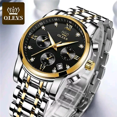 Picture of Inspired by Superlative Understated -Craftsmanship and Trendy -OLEVS 2889 Quartz Stainless Steel Strap Watch For Men- Progressively BetterBlack, Gold, Two Tone, Blue, Blue Silver