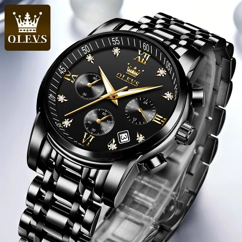 Picture of Inspired by Superlative Understated -Craftsmanship and Trendy -OLEVS 2889 Quartz Stainless Steel Strap Watch For Men- Progressively BetterBlack, Gold, Two Tone, Blue, Blue Silver