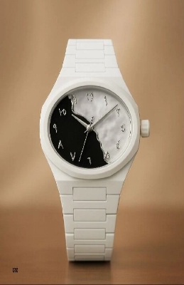 Picture of Inspried bye New Black Arabic Aura (rubber belt) watch Carbon Fiver Plastic Fashionable watch For MenBlack, Black white, White