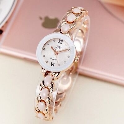Picture of Inspried bye Rose Gold Plated Simulated Opal Rhinestone Women's Dress Bracelet Quartz Watches-White