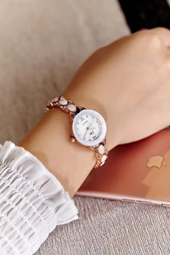 Picture of Inspried bye Rose Gold Plated Simulated Opal Rhinestone Women's Dress Bracelet Quartz Watches-White