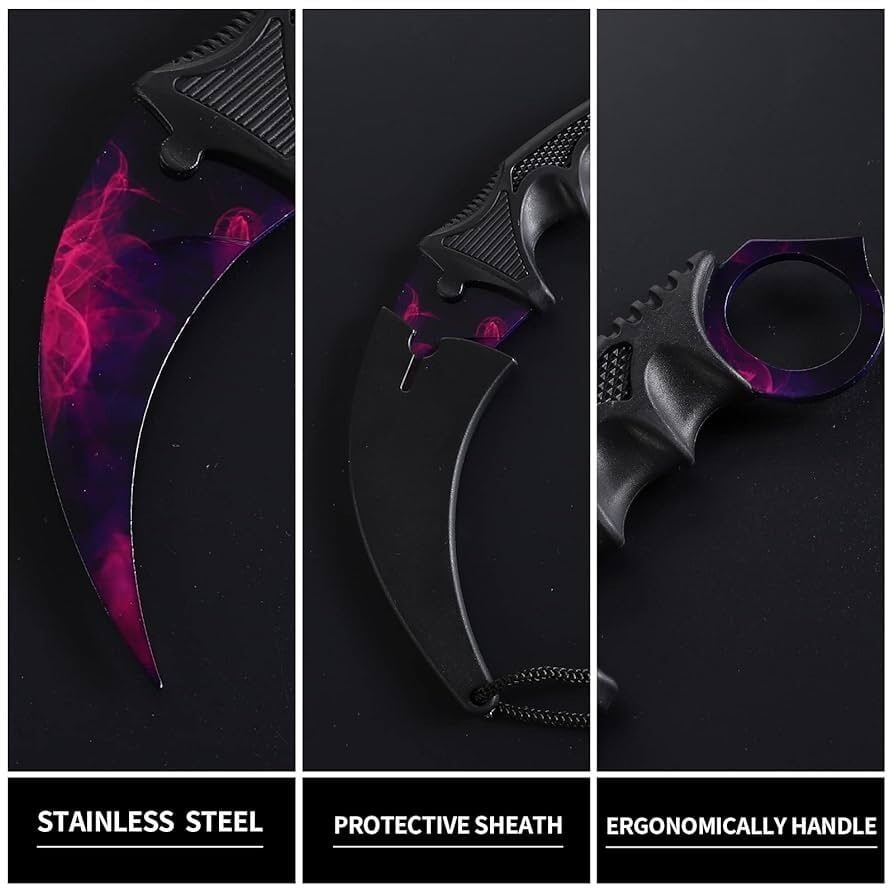 Picture of Karambit Knife Fixed Blade Knife Fixed Blade Tactical Camping Tool with Sheath and Cord for Camping Hunting-Black