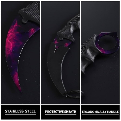Picture of Karambit Knife Fixed Blade Knife Fixed Blade Tactical Camping Tool with Sheath and Cord for Camping Hunting-Black