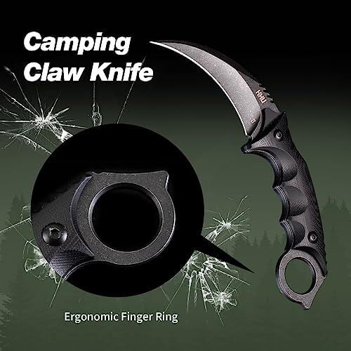 Picture of Karambit Knife Fixed Blade Knife Fixed Blade Tactical Camping Tool with Sheath and Cord for Camping Hunting-Black