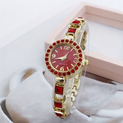 Picture of Ladies' Artificial Jade Round Dial Artificial Jade Bracelet WatchPurple, Yellow, Gold, Pink, Blue, Black, Off White, Red