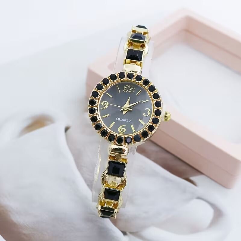 Picture of Ladies' Artificial Jade Round Dial Artificial Jade Bracelet WatchPurple, Yellow, Gold, Pink, Blue, Black, Off White, Red